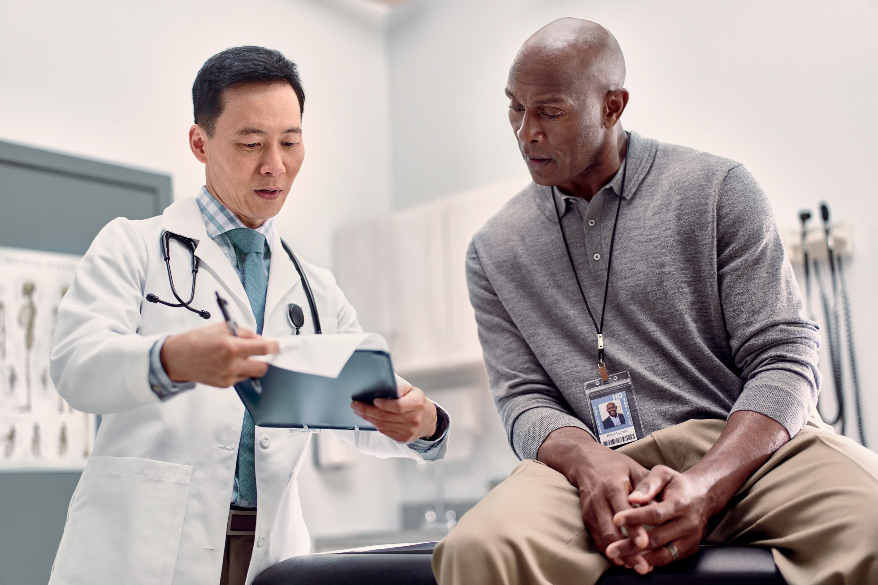 man talking with doctor