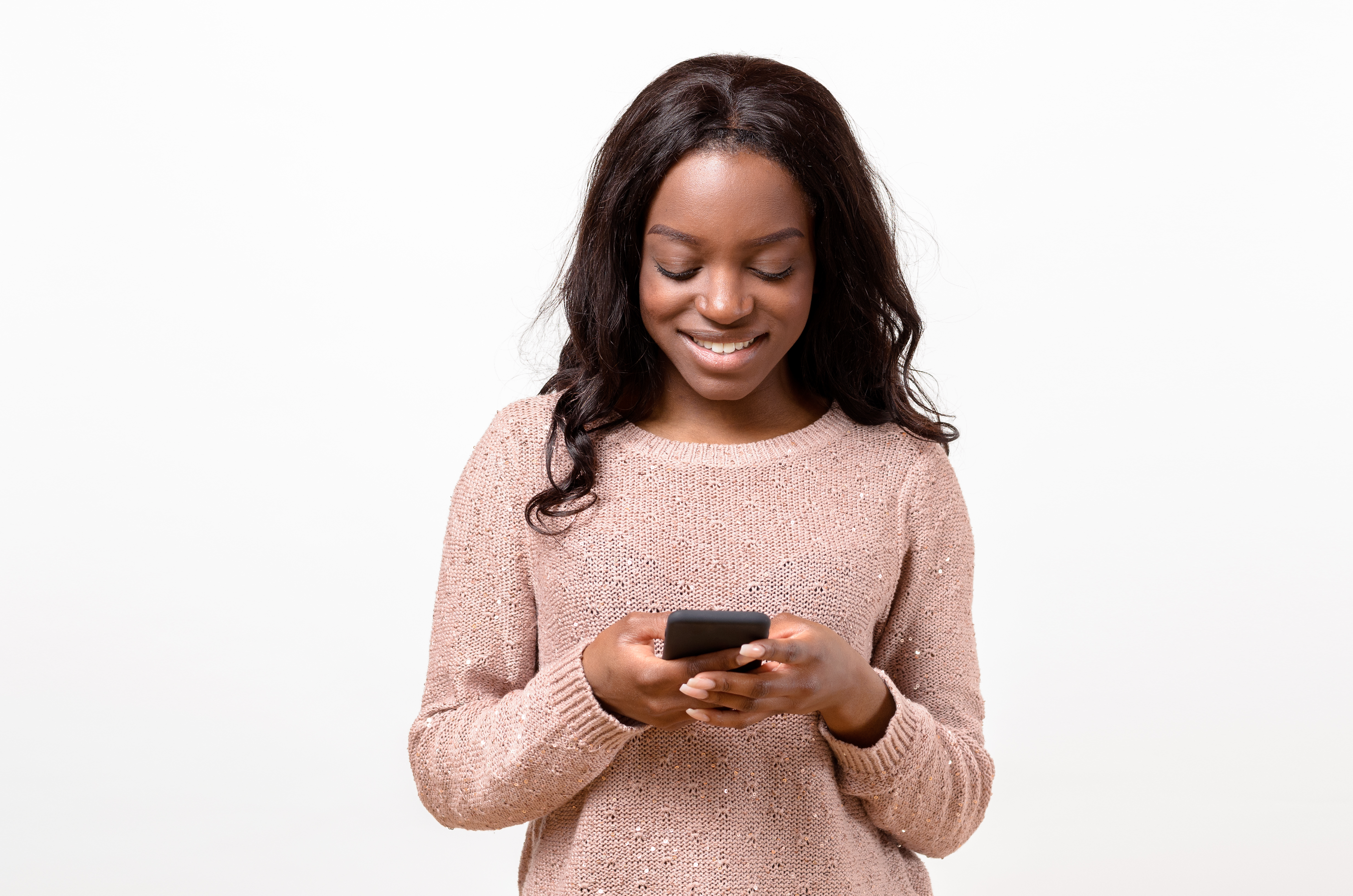 Woman with phone texting