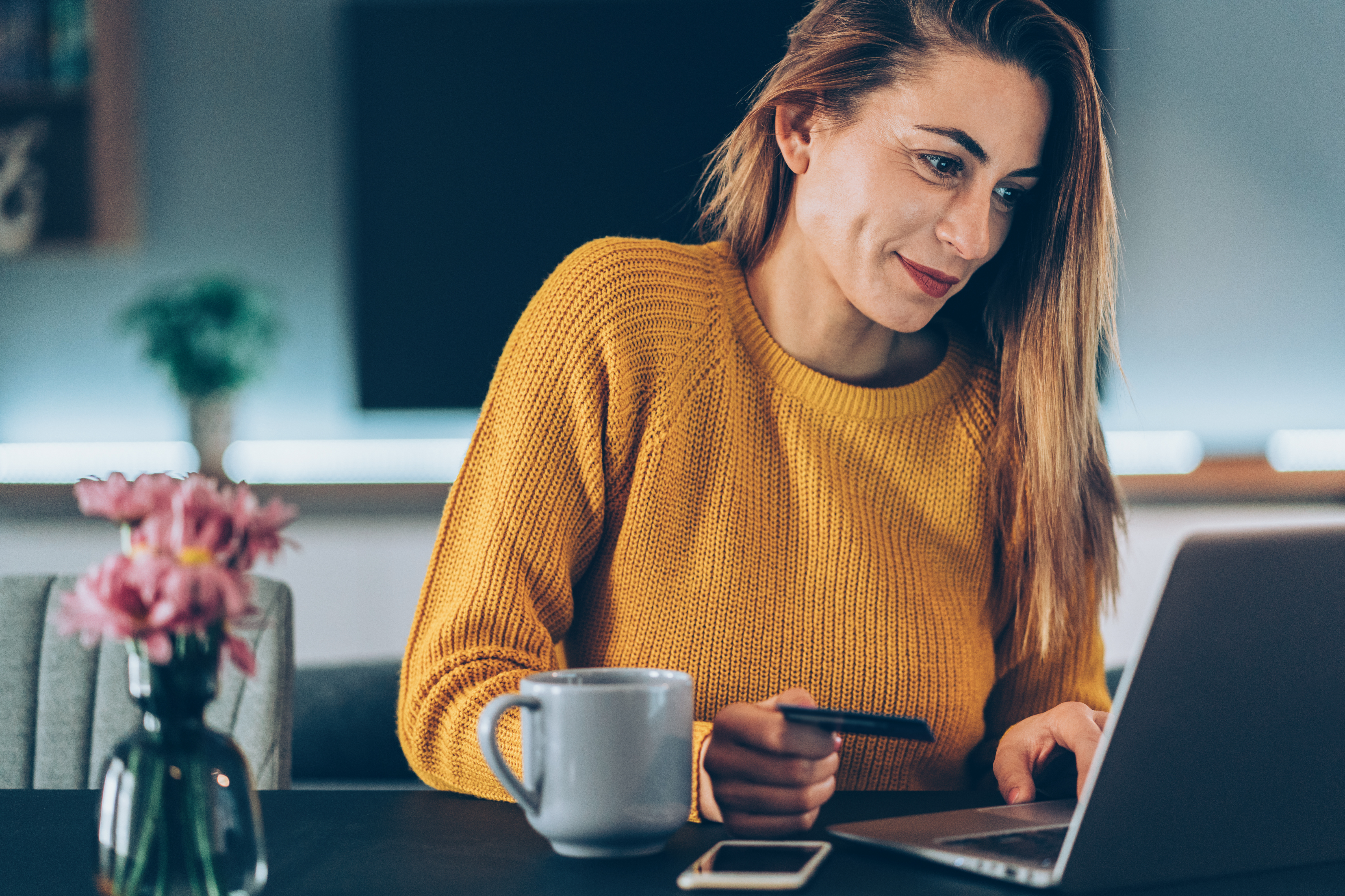 Woman looking at computer