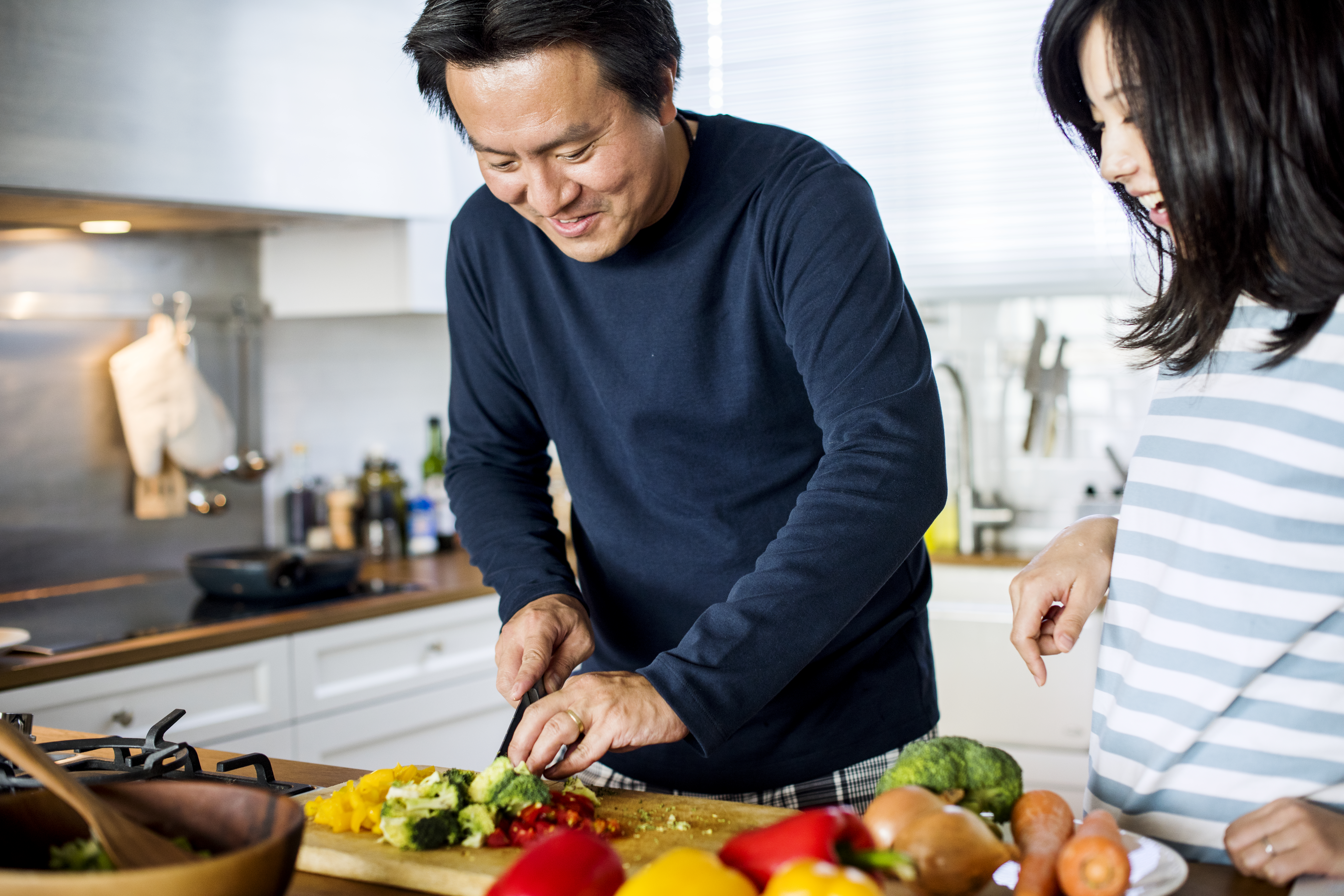 Man and woman cooking